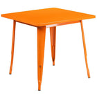 Flash Furniture 31.5'' Square Orange Metal Indoor-Outdoor Table Set with 4 Arm Chairs (ET-CT002-4-70-OR-GG)-31.50"W x 31.50"D x 29.50"H