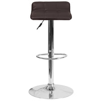 Flash Furniture Contemporary Brown Vinyl Adjustable Height Barstool with Quilted Wave Seat & Chrome Base-Contemporary Style Stool