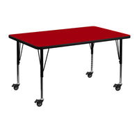 Flash Furniture Mobile 30''W x 48''L Rectangular Activity Table, Red Laminate Top, Adjustable Preschool Legs (XUA3048RECRDTPC)-Red/Chrome, Laminate, Steel