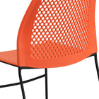 Flash Furniture HERCULES Series Orange Stack Chair with Air-Vent Back & Black Powder Coated Sled Base-Perforated Back allows air circulation