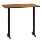 Flash Furniture 30" x 42" Rectangular Natural Laminate Table Top with 5" x 22" Bar Height Table Bases-Bar Height Hospitality Table