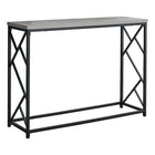 Monarch Specialties 3532 Accent Table - 44"L/Grey/Black Metal Hall Console-Makes a statement as an entryway console table with its modern Grey wash table top finish