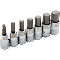 Dynamic Tools 1/2" Drive 7 Piece, Metric Standard, Hex Socket Set, 6mm - 19mm-Contains: 6, 8, 10, 12, 14, 17, 19mm