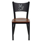 Flash Furniture HERCULES Series Black Coffee Back Metal Restaurant Chair - Cherry Wood Seat-Metal Chair