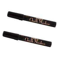 Marvy Uchida Broad-Point Liquid Chalk Markers - Erasable - Dustless - Black - 2 Pack-Colour: Black