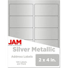 JAM Paper Mailing Address Labels - 2" x 4" - Matte Silver Foil - 120 Pack -English only packaging