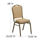 Flash Furniture HERCULES Series Crown Back Stacking Banquet Chair in Beige Patterned Fabric - Gold Frame-2.5'' Thick Seat Cushion