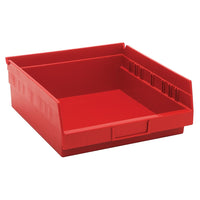 Quantum Storage Systems Shelf Bins, 11-1/8" W x 4" H x 11-5/8" D, Red, 30 Lbs. Capacity - 12 Pack-Capacity: 30 lbs.