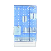 Azar 10-Piece Pegboard Wall Organizer Kit with One Panel and Accessory Assortment - Blue-Sold in Multiples of: 1