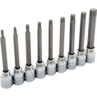 Dynamic Tools 3/8" Drive 9 Piece Long, Torx Socket Set, T15 - T55-Contains: T15, T20, T25, T27, T30, T40, T45, T50, T55