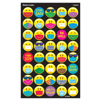 TREND enterprises, Inc. Mask-Mojis superShapes Stickers-Large, 320 stickers per pack-Self-adhesive decorative stickers for student motivation, craft activities, and tracking progress
