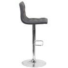 Flash Furniture Contemporary Tufted Grey Vinyl Adjustable Height Barstool with Chrome Base-Grey Vinyl Upholstery