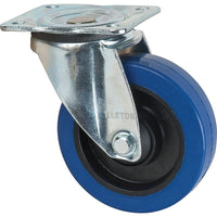 Kleton Blue Caster, Swivel, 5" (127 Mm), Rubber, 400 Lbs. (181 Kg.) - 5 Pack-Bolt Hole Size 3/8" (9.52 mm)