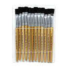 Charles Leonard Flat Easel Paint Brushes with 1/2" Wide Natural Stubby Handle, Black Bristle, 48/Pack (CHL73150)-Easel brushes for budding artists