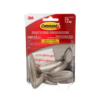 Command Decorative Hooks - Medium - Brushed Nickel - 3 Pack-Includes: 3 hook, 6 medium indoor strips