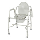 Drive Medical Steel Drop Arm Bedside Commode with Padded Arms-Grey, Steel
