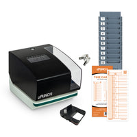 uPunch Digital Time Clock and Date Stamp Bundle-Bundle includes uPunch Digital Time Clock and Date Stamp, 100 time cards, 10-slot time card rack, 2 keys, and 1 ribbon