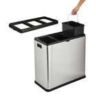 The Step N' Sort 60L 3-Compartment Open Top Trash and Recycling Bin-3 Removable Inner Bins