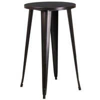 24'' Round Black-Antique Gold Metal Indoor-Outdoor Bar Height Table (CH-51080-40-BQ-GG)-Metal Cafe Table