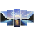 Design Art Brilliant Sunset, 5 Piece Gallery-wrapped Canvas Print, (PT119-BLUE)-Print