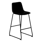 Monarch Specialties 7754 Barstool - Black Leather-Look/Black Metal-Modern style, with supportive curved backrest and seat cushion upholstered in a black leather-look fabric