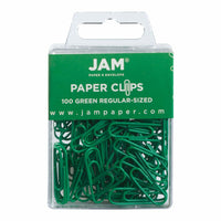 JAM Paper Colored Standard 1" Paper Clips - Green - 2 Packs of 100-Color: Green