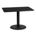 Flash Furniture 30" x 42" Rectangular Black Laminate Table Top with 24" Round Table Height Base-Hospitality Table