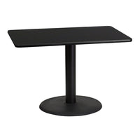 Flash Furniture 30" x 42" Rectangular Black Laminate Table Top with 24" Round Table Height Base-Hospitality Table