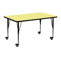 Flash Furniture Mobile 24"W x 48"L Thermal Laminate Activity Table - Yellow-Popular Rectangular Activity Table