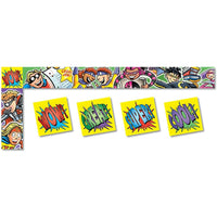 North Star Teacher Resources Bulletin Board Trimmer, Superheroes All Around The Board, 5/Pack (NST4214)-Measures 3"W x 43'l
