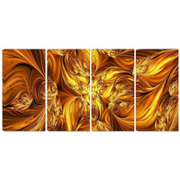 Designart Molten Gold Exchange 4-Panel Abstract Canvas Art Print, (PT3093-271)-Print