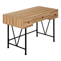Monarch Specialties 7672 48" Computer Desk - Light Reclaimed Wood/Black Metal-Thick paneled computer desk finished in a warm light brown reclaimed wood-look, with attractive black metal legs