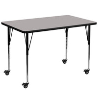 Flash Furniture Mobile 36"W x 72"L Rectangular Grey HP Laminate Activity Table - Standard Height Adjustable Legs-Popular Rectangular Activity Table