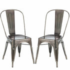 Plata Import Tolix Armless Metal Chairs - Gunmetal - 2 Pack-Mid century dining chair