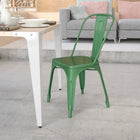 Flash Furniture Green Metal Indoor-Outdoor Stackable Chair-Galvanized Steel Construction