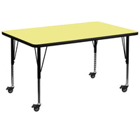 Flash Furniture Mobile 36''W x 72''L Rectangular Activity Table, Yellow Laminate Top, Preschool Legs (XUA3672RECYLTPC)-Yellow/Chrome, Laminate, Steel