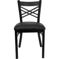 Flash Furniture HERCULES Series Black "X" Back Metal Restaurant Chair - Black Vinyl Seat-Metal Chair
