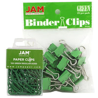 JAM Paper Office Desk Supplies Bundle, Paper Clips & Binder Clips, Green (218334gr)-Paper clips and binder clips