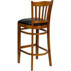 Flash Furniture HERCULES Series Vertical Slat Back Cherry Wood Restaurant Barstool - Black Vinyl Seat-Black Vinyl Upholstered Seat