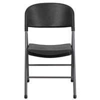 Flash Furniture HERCULES Series Black Plastic Folding Chair with Charcoal Frame-Plastic Folding Chair