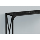 Monarch Specialties 2126 Accent Table - 48"L/Black Marble/Black Hall Console-Slender metal frame in a coordinating black finish is sturdy and stable with an X-shaped design on the sides for a decorative touch
