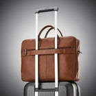 Samsonite Classic Leather Toploader 15.6", Cognac-Large front organizer pocket with tablet pocket, 2 phone pockets and pen pockets.