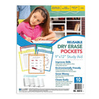 C-Line Reusable Dry Erase Pockets, Primary Colours, 9" x 12", 10 Pack (CLI40610)-Convenient eyelet for hanging