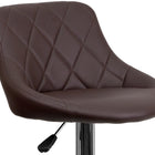 Flash Furniture Contemporary Brown Vinyl Bucket Seat Adjustable Height Barstool with Diamond Pattern Back & Chrome Base - 2 Pack-Swivel Seat
