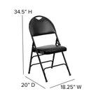 Flash Furniture HERCULES Series Ultra-Premium Triple Braced Black Vinyl Metal Folding Chair with Easy-Carry Handle-22mm x 1.2mm Round Steel Pipe Frame