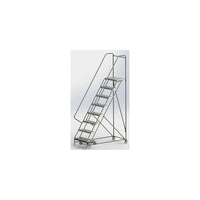 Tri-Arc Manufacturing Aluminum Rolling Ladder, Step Width: 24", Step Type: Ribbed, No. of Steps: 8 (WLAR108244)-No. of Steps: 8