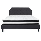 Flash Furniture Brighton King Size Tufted Upholstered Platform Bed with Pocket Spring Mattress - Dark Grey Fabric-King Platform Bed and Mattress Set