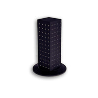 Azar Displays 12" x 4" x 4" 4-Sided Revolving Pegboard Counter Display, Black (700220-BLK)-Interlocking four-sided pegboard tower and stands on 9" diameter revolving clear plastic base