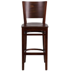 Flash Furniture Lacey Series Solid Back Wood Restaurant Barstool - Walnut-Wood Dining Bar Stool