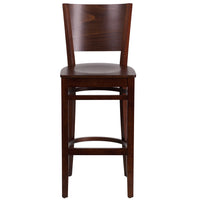 Flash Furniture Lacey Series Solid Back Wood Restaurant Barstool - Walnut-Wood Dining Bar Stool